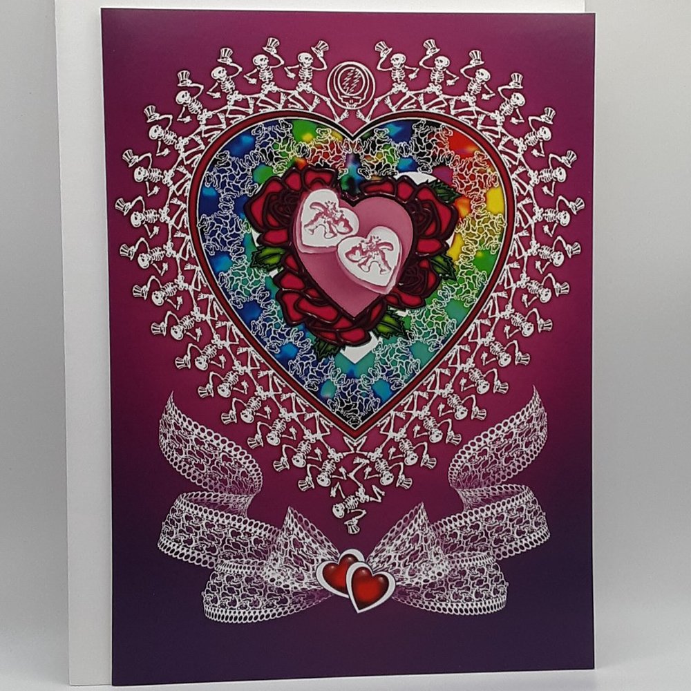 COPY - Grateful Dead Blank Valentine's Day Card Liquid Blue GDM 1996 Skeletons …
